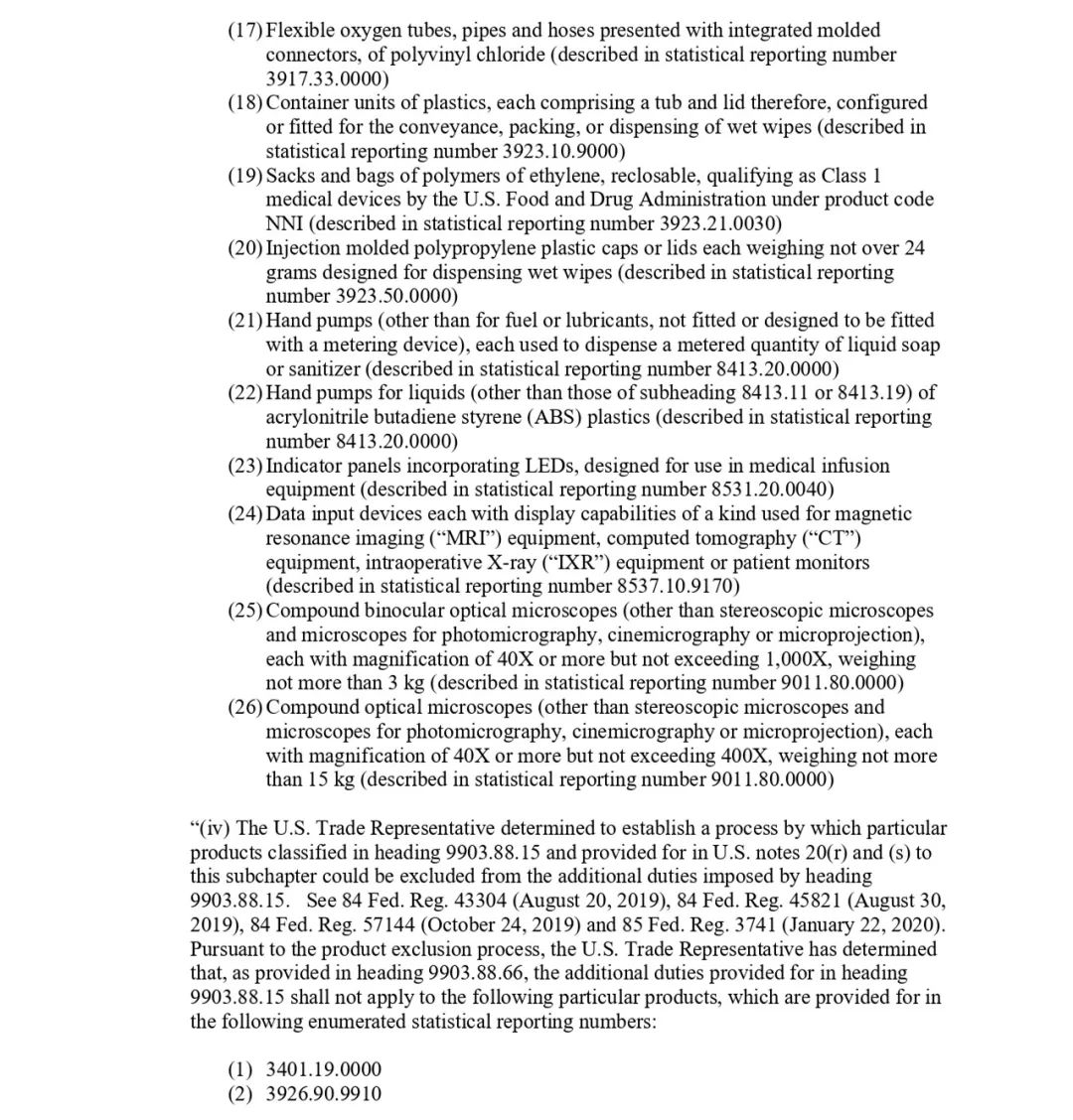 US Extends Tariff Exemptions On Chinese Medical Products_7 米国、中国の医療製品に対する関税免除を延長_7