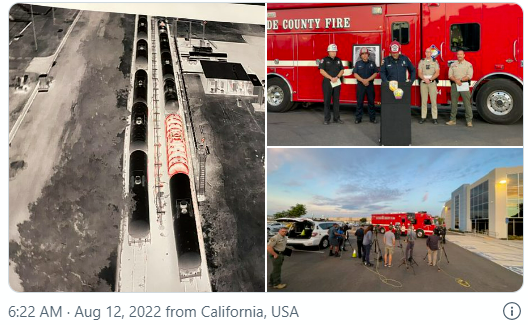 Chemical Leak from Rail Car in Perris Closes 215 Freeway-5 ペリスの鉄道車両から化学物質が漏洩、高速道路5号線215号線を閉鎖