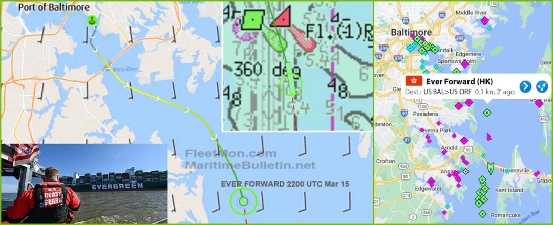 Container Ship Runs Aground in Chesapeake Bay_2 チェサピーク湾でコンテナ船が座礁_2