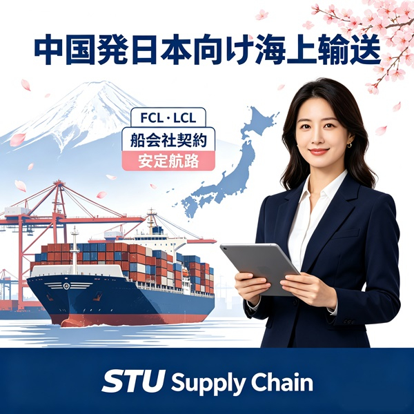 STUサプライチェーン,中国発日本向け海上物流,日本ビジネス女性,東京港,横浜港,名古屋港,大阪港,神戸港,FCL整コンテナ,LCL混載,船会社契約サービス